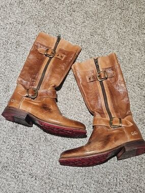 BED|STU Brown Leather Boots with Red Soles